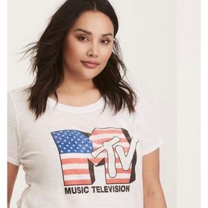 TORRID MTV AMERICANA SLUB FITTED TEE - NWT 2X
